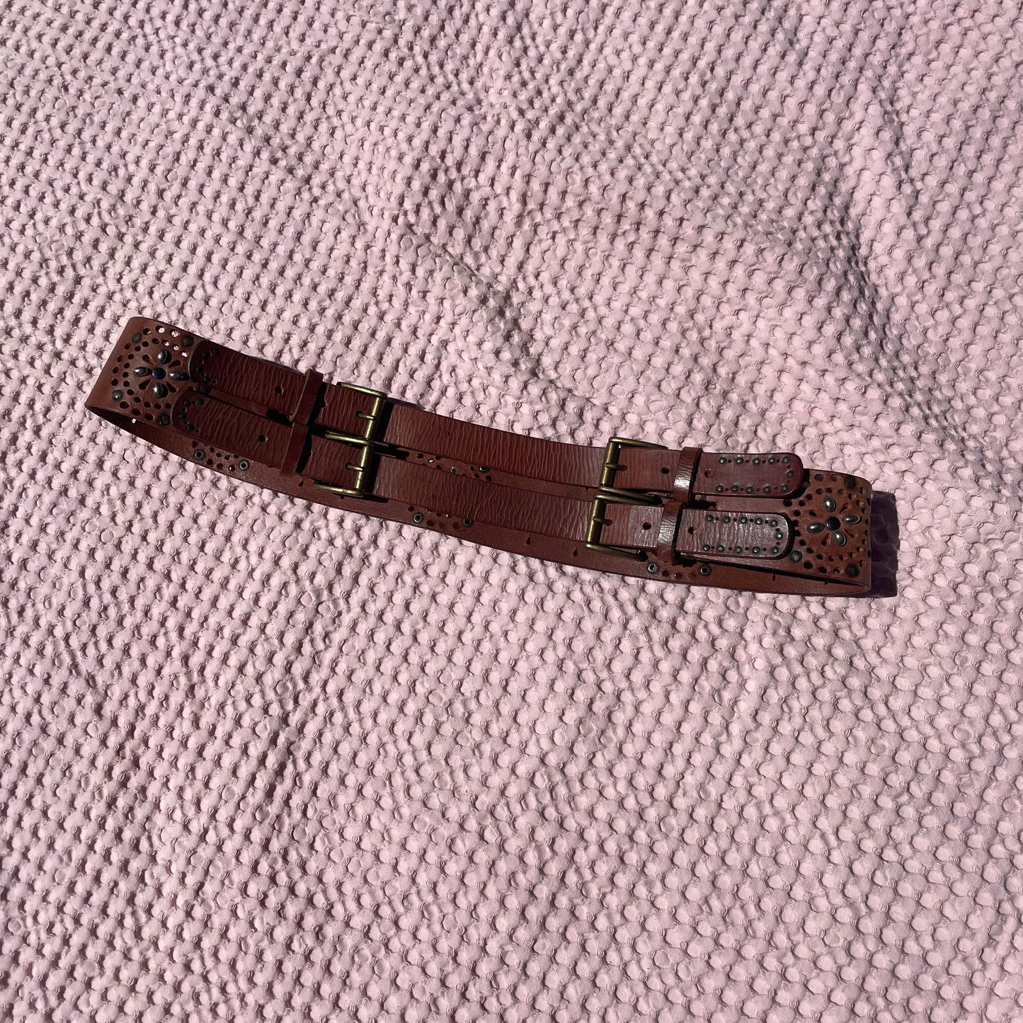 Leather Double Buckle Belt | Size 10-16